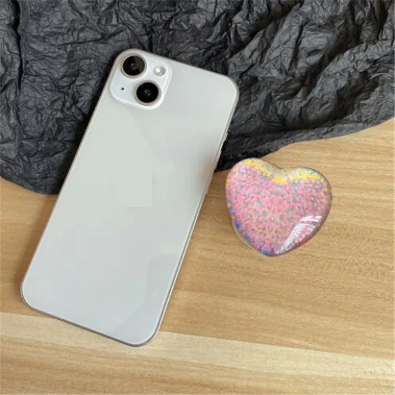 Transparent Heart Love Mobile Phone Expanding Stand Holder Grip Mount Socket Fold Smartphones Desktop Fold Bracket Phone Stand phone charging stand