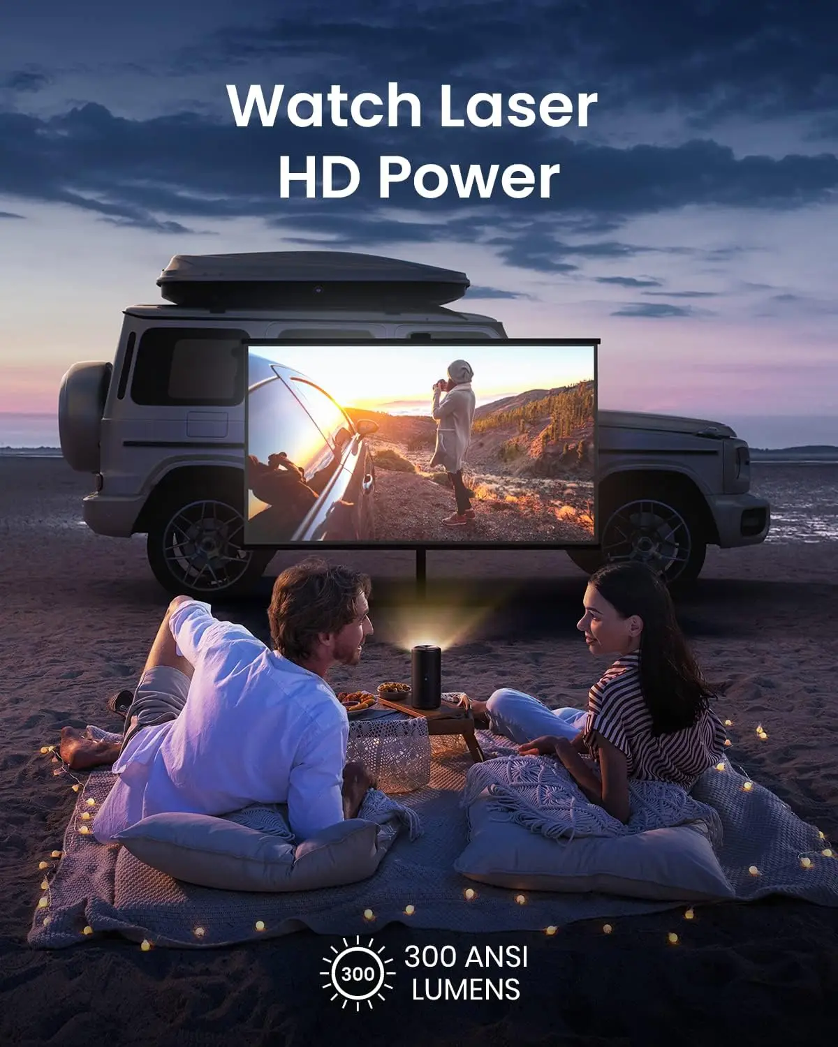 NEBULA Anker Capsule 3 Laser 1080p, mini proyector de TV inteligente con  wifi y bluetooth, proyector portátil para exteriores, Dolby Digital