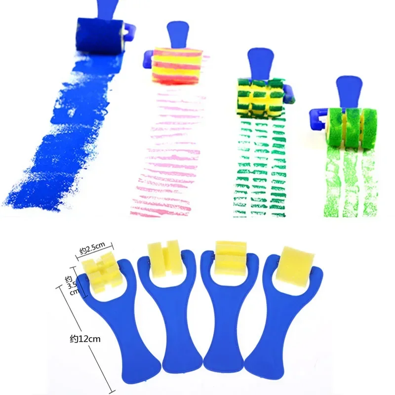 Children DIY Graffiti Sponge Brush Set Drawing Toys Broom Shaped Seal Sponge Brush Art Brush Enlightenment Puzzle Gift 4