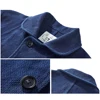 Heavy Weight Indigo Jacket Men Autumn Winter Vintage Workwear Tooling Jacket Blue Dyed Kendo Fabric Multi-pocket Cardgian Coat 2