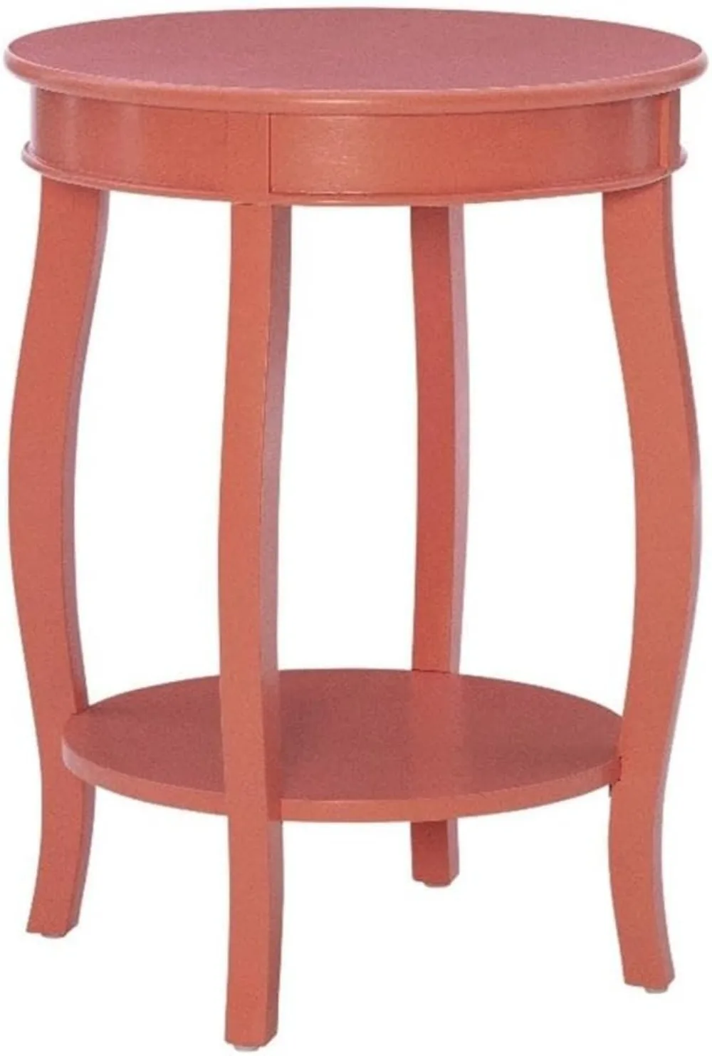 Coral Orange Wood Accent End Table with Storage, 24 Inch Height for Living Room Decor