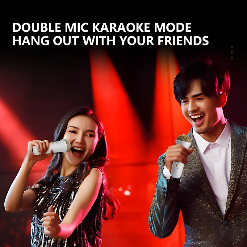 Basix Y3 Double wheat Portable Bluetooth Speaker Microphone Set, Colorful Light Bluetooth Speaker with Home Karaoke Machine