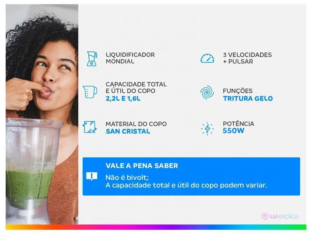 Liquidificador Mondial Turbo Power L-99 FB Preto com Filtro 3 Velocidades 550W - 220V 2