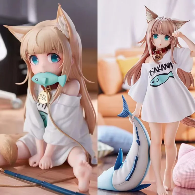 

14/23cm My Cat Is A Lovely Girl Anime Figure Soybean Pvc Action Figure Collectible Face Swappable Ornaments Model Doll Toys Gift