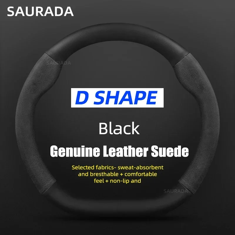 Premium Car Leather Steering Wheel Cover – 15-Inch, Non-Slip Design