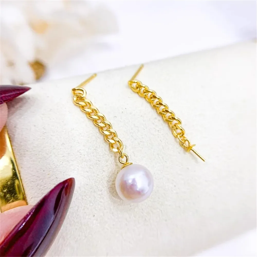 

DIY Pearl Gadgets S925 Sterling Silver Stud Earrings Gold Silver Earrings Fit 8-11mm Round E361