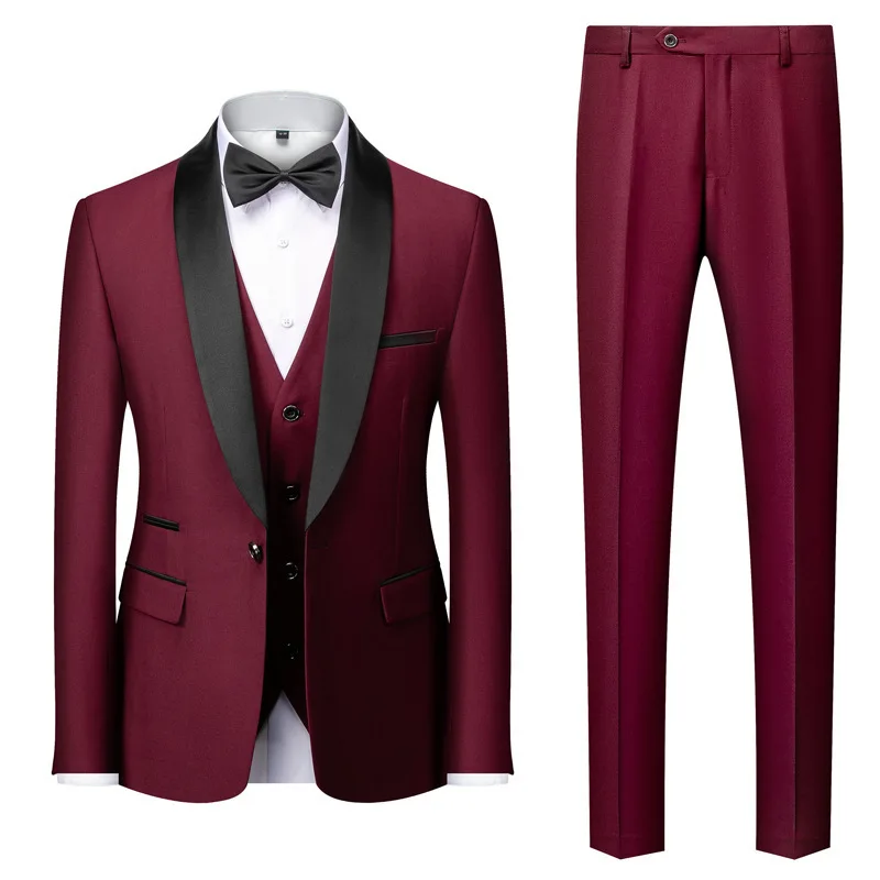 New Men's Business Casual Suit Male Wedding Officiant Dress Suit Three-piece Suit for Men Men Clothing