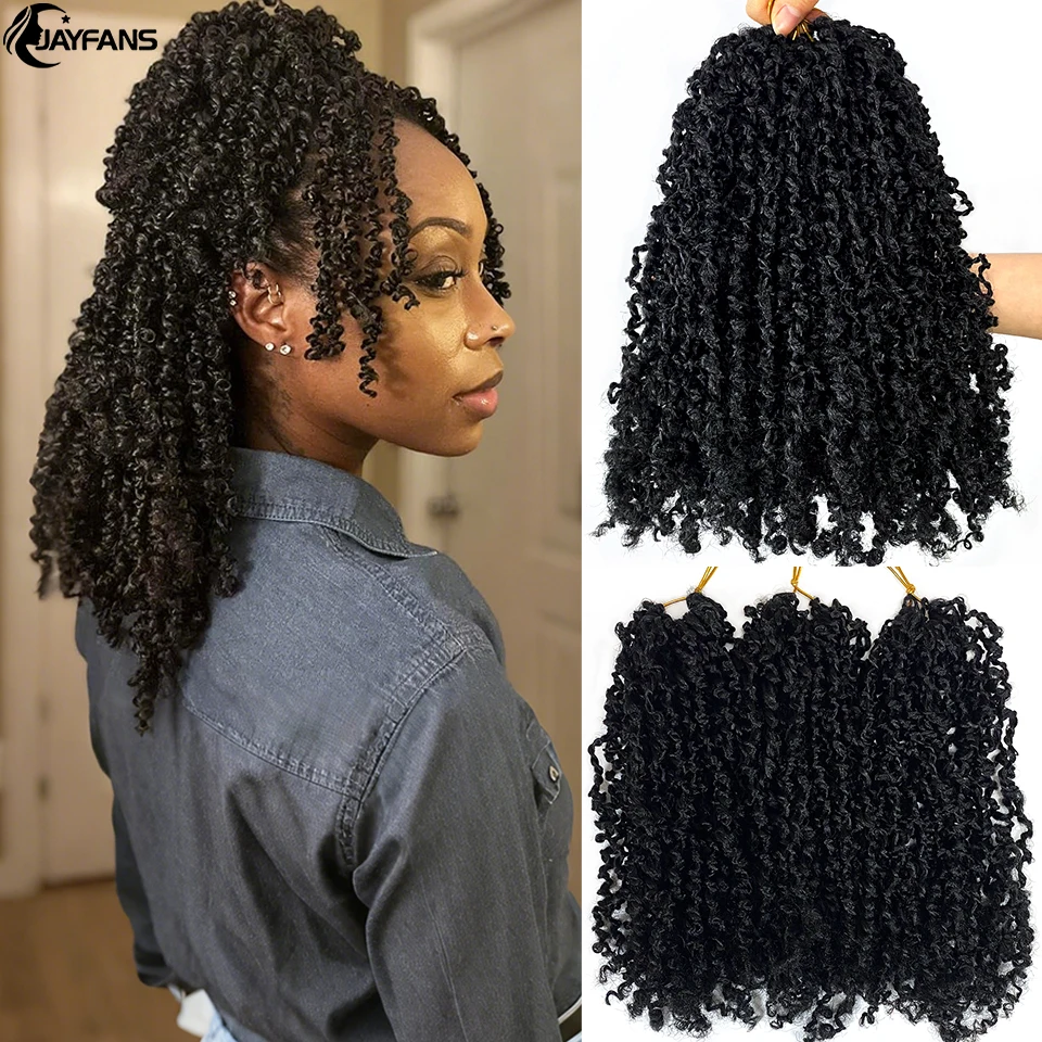 12 8 Inch Yanky Twist Crochet Hair Pre-looped Bohemian Kinky Mini Passion Twist Spring Yankee Twist Crochet Hair for Black Women 5
