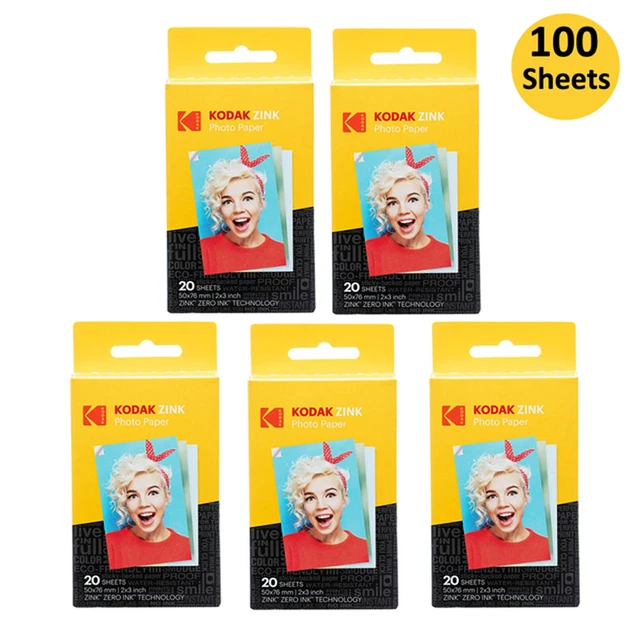 Kodak 2x3 Premium Zink Photo Paper 20-100 Sheets Compatible with Kodak  Smile, Kodak Step, PRINTOMATIC