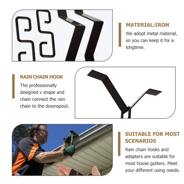 2 Esőlánc -Adapter Készlet Kültéri Ereszcsatorna -Telepítés Leereszkedési Kimeneti Esőhorog - Image 6