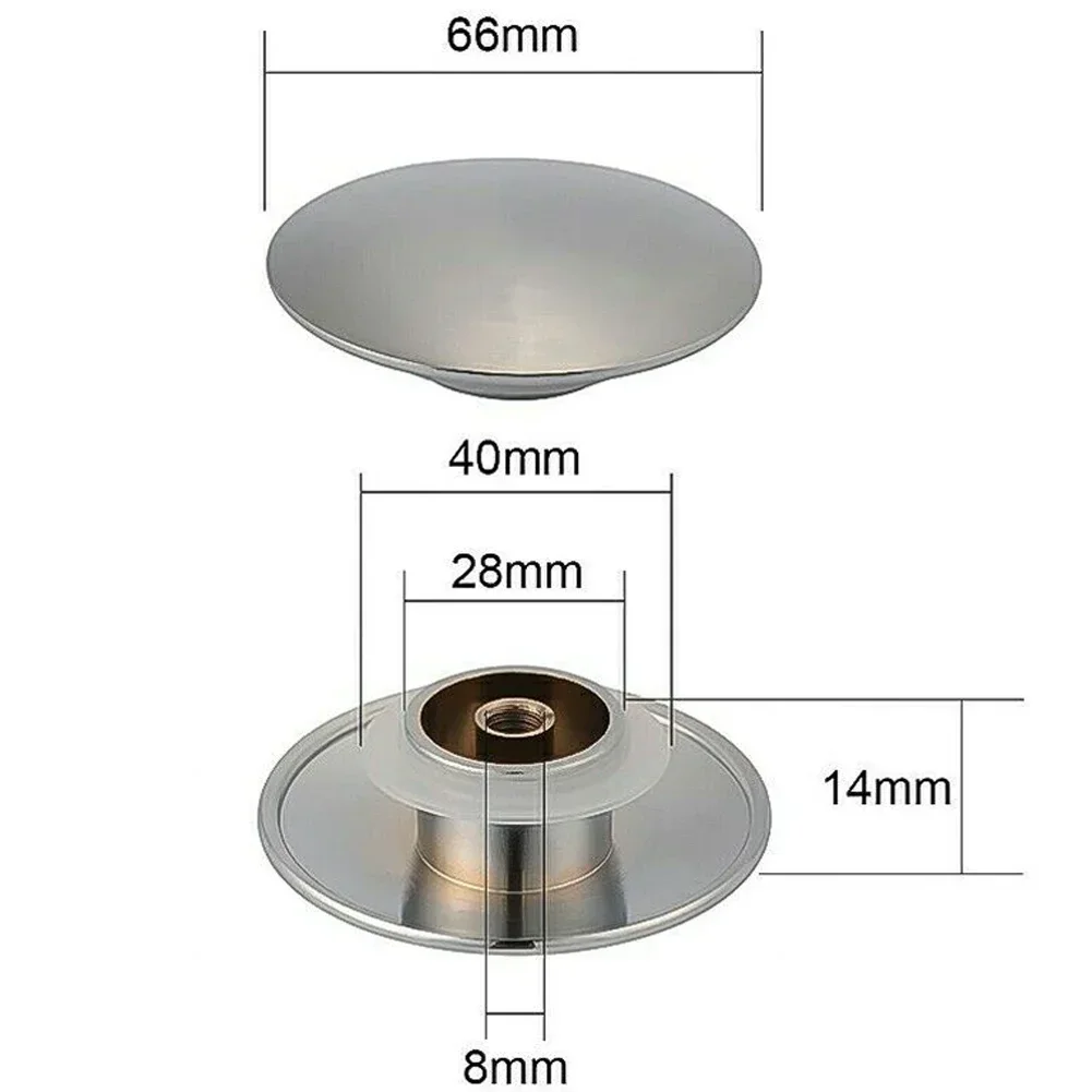1Pcs Chrome Basin Pop-Up Sink Plug Cap Click Clack Push Button Bathroom Basin Sink Up Drain Stopper 66mm