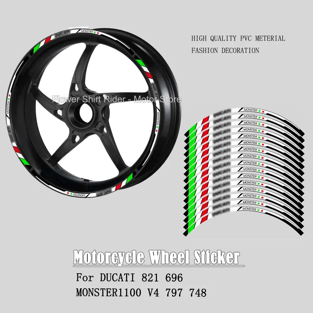 For DUCATI 821 696 MONSTER1100 V4 797 748 Motorcycle Rim Sticker Wheel Hub Stripe Tire Decal Tape 17