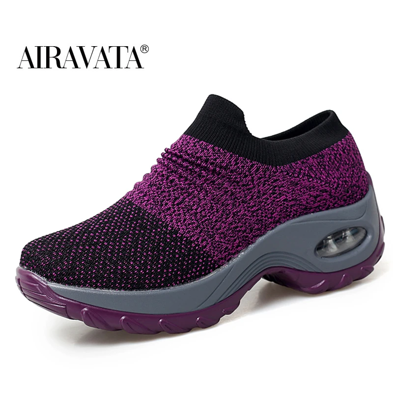 Zapatos para caminar mujer, deportivas informales a la moda, zapatillas planas con plataforma, cómodas sin cordones para otoño|Zapatillas para caminar| - AliExpress