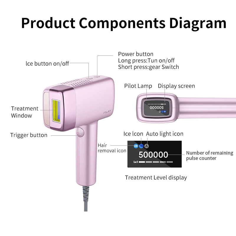 MLAY T14 IPL ICE Cooling Hair Removal Device Home IPL Laser Epilator Replaceable Face Body Bikini Lamps For Women Men Painless