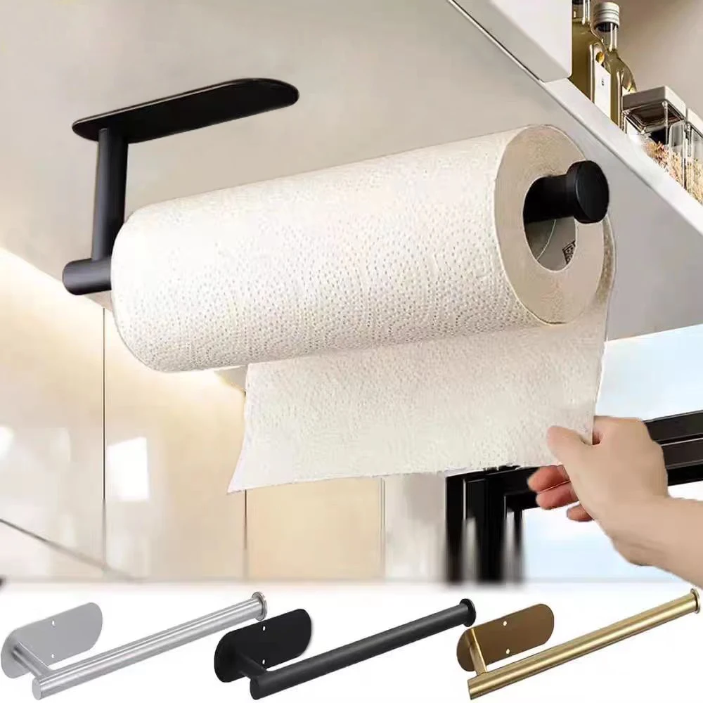 Porte-serviettes en papier de cuisine, cintre adhésif pour mouchoirs, distributeur de rouleaux de papier toilette, armoire de rangement, porte-serviettes, accessoires de salle de bains 1