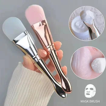 Pennelli applicatori per maschera per il viso Pennello per trucco a doppia estremità con cucchiaio Piatto Capelli morbidi Pulizia del viso Cura della pelle Trucco Strumento di bellezza