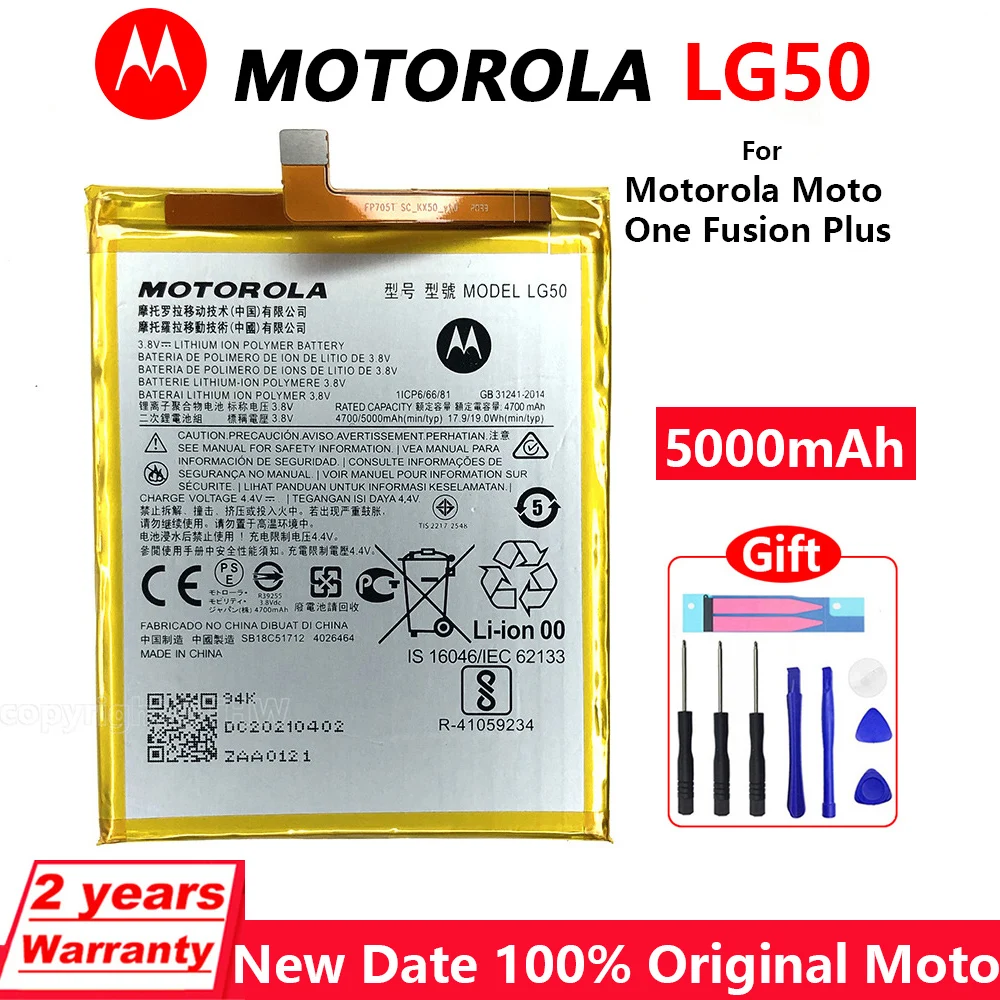 

New Original Motorola 5000mAh LG50 Battery For Motorola Moto One Moto G9 Play/One Fusion Plus OneFusion+ XT2067 With Tools