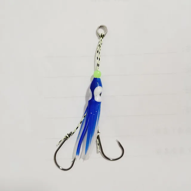 Oval Squidhigh Carbon Steel Inchiku Assist Hooks With Squid Skirts 50mm  For Jigging