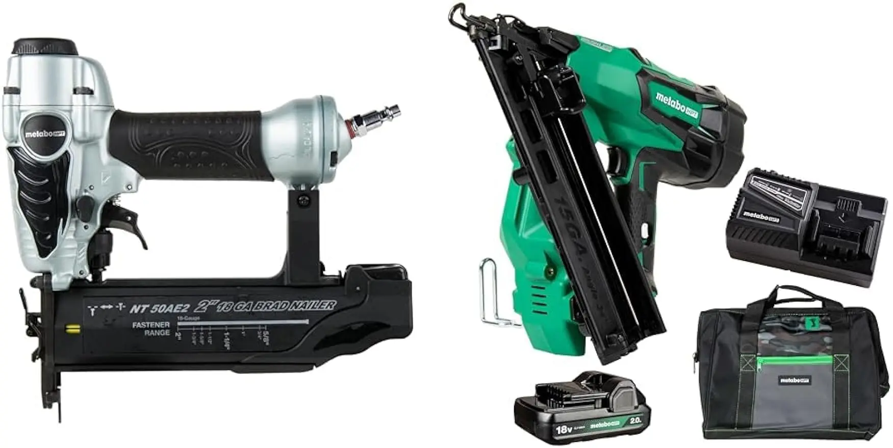 

Комплект штифтовых гвоздей Metabo HPT | NT50AE2 + Metabo HPT беспроводной 18 в мультивольт™Набор гвоздезабивателей под углом | 15 Калибр |