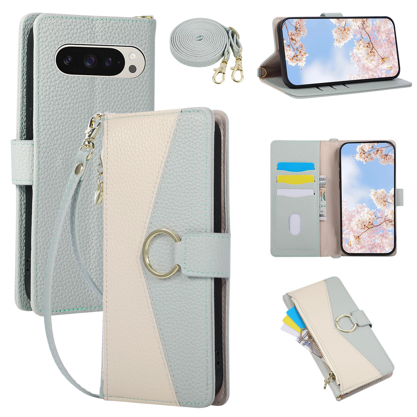 Sleek Leather Crossbody Wallet Case with Card and Cash Slots