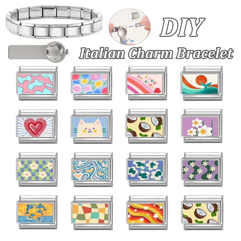Bright Link Bracelet Charm Italian Style