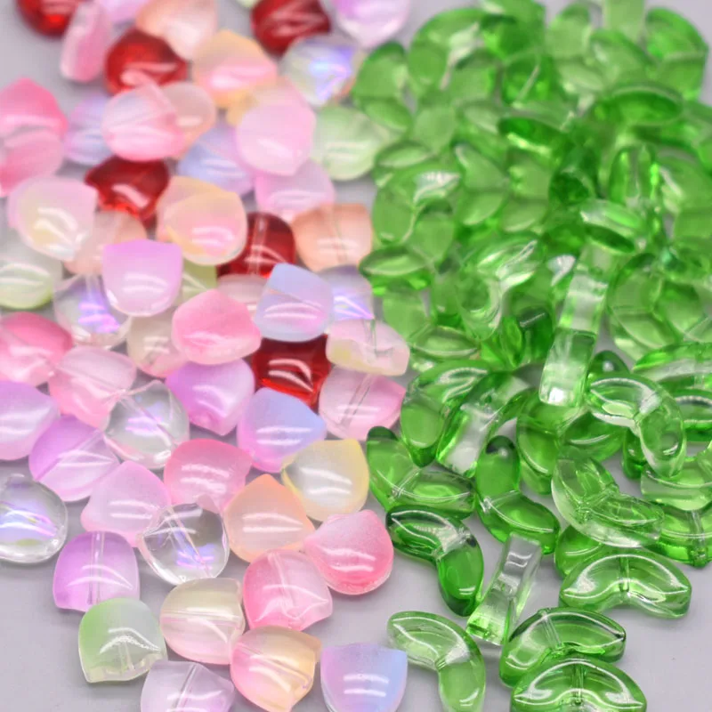 30pcs 9mm Multicolor Glass Tulip Flower Beads