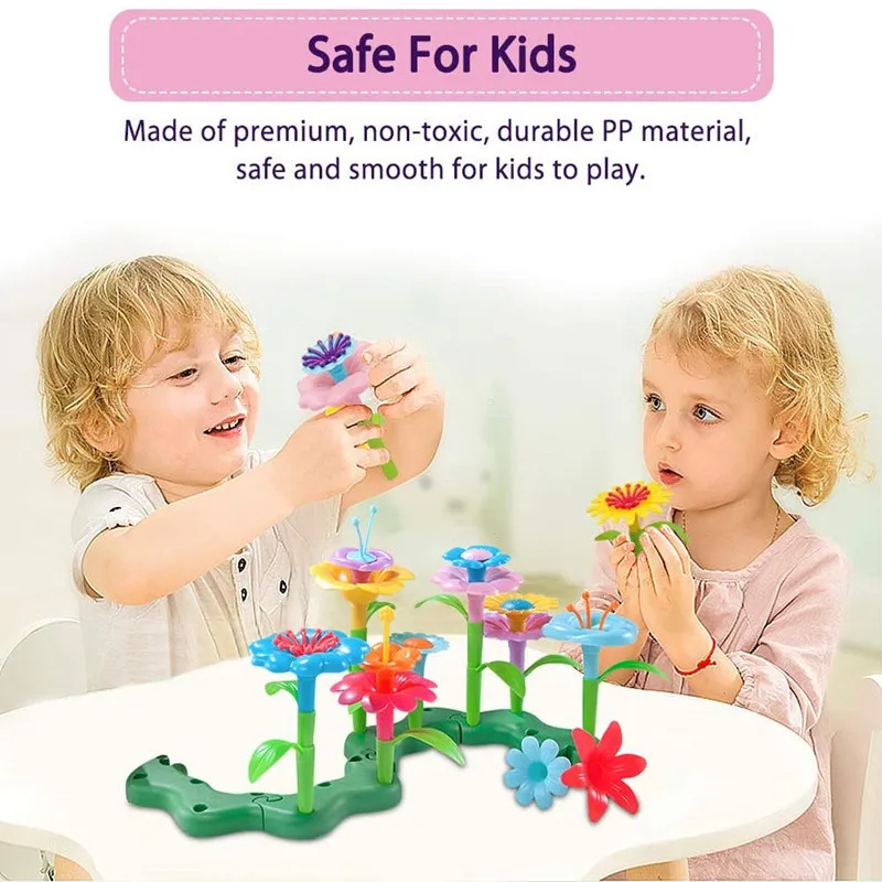 Flower Garden Building Toys For Girls Gardening Pretend Gift For Kids Stacking Game Toddlers Playset Educational Activity building blocks toys educational garden toy