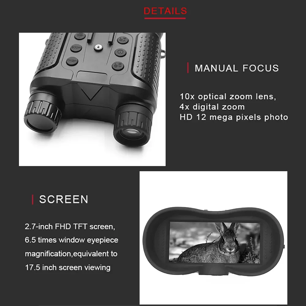 NV8160 Night Vision Binoculars 1080P NV8000 Digital Infrared Hunting Telescope with Helmet Mounting Bracket Adapters 5