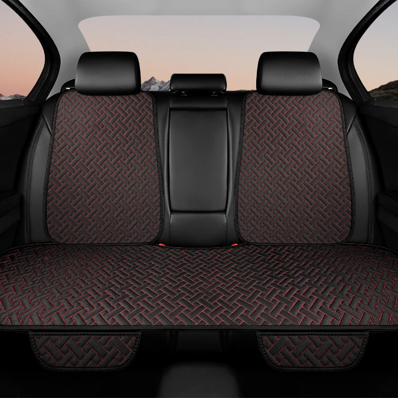 All-Season Universal Linen Car Seat Cushion - Breathable Driver's Seat Cover, Ergonomic Support, Set of 3