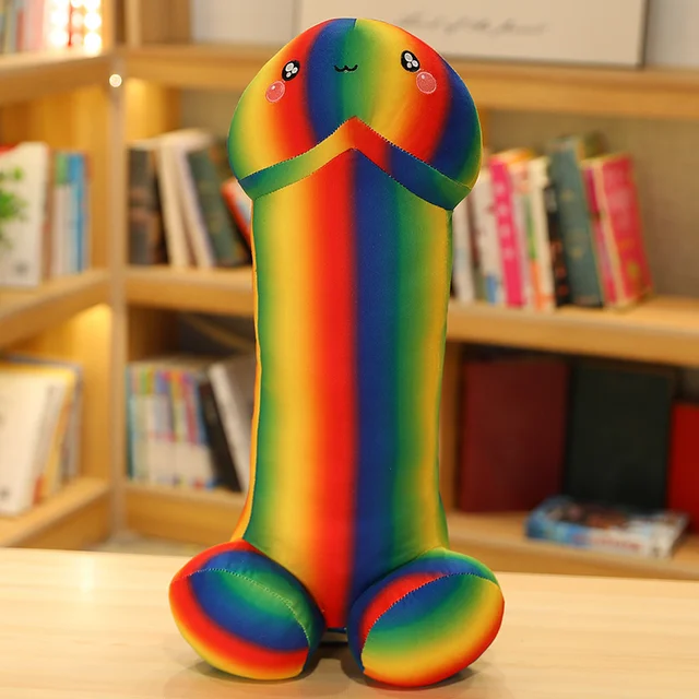 Funny Rainbow Trick  Plush Soft Simulation Boy Dick Plushie Real-life  Pillow Sexy Hugging Pillow Girl friend Gift