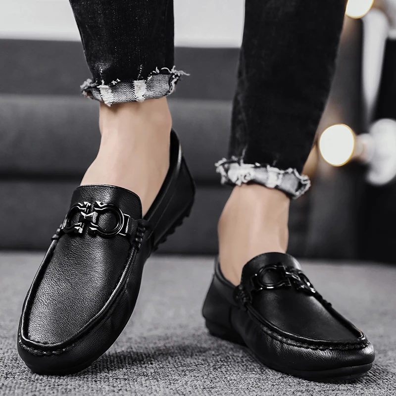 2024 New Men's Casual Fashion, Men's Boat Shoes, Driving Shoes, Men's Bean Shoes, Soft Sole Casual Leather Shoes