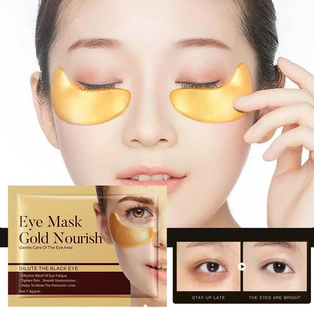 Moisturizing Golden Eye Mask Eye Mask Remove Dark Circles Eyes Skin Pads Gel Anti Stickers Age Bag Care W5G6