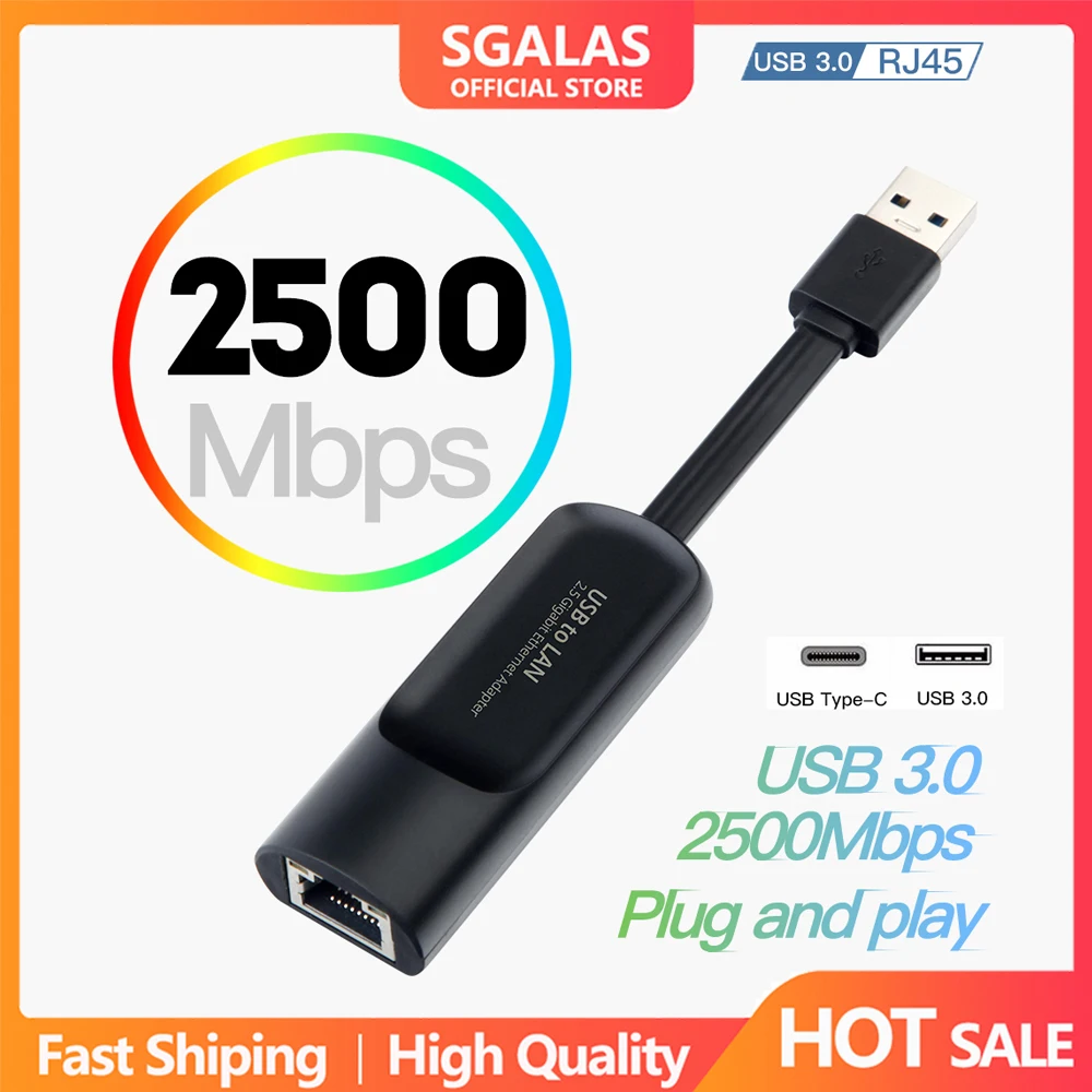 

2500Mbps Type-C to RJ45 Ethernet Network Card Converter USB 2.5G External Wired Network Card Ethernet Adapter Hub For MacBook