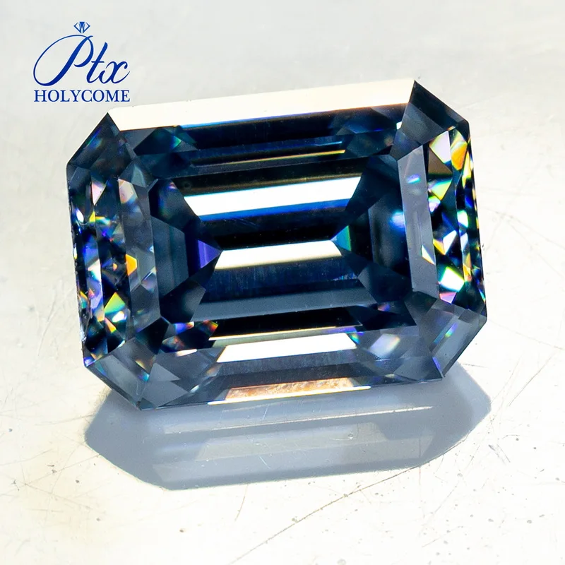 

4x4-11x11mm GRA Girdle Moissanite Diamond Loose Stones With Certificate Vivid Blue Color VVS1 Clarity Emerald Cut Brilliant Cut