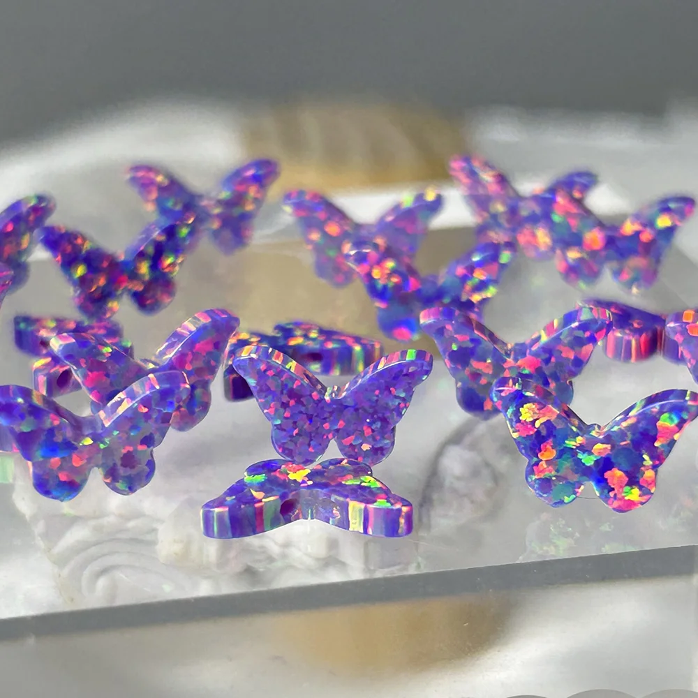 1/50pcs Butterfly Beads For Bracelet Necklace Lab Grown Fire Opal