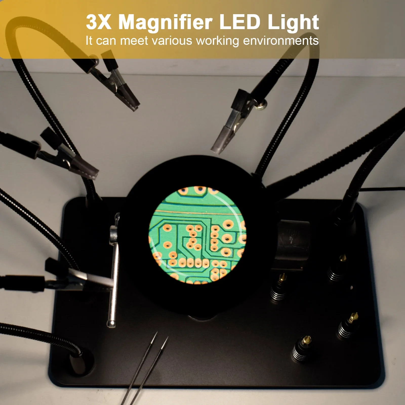 Soldering tool magnetic flexible arm PCB holder with 360 &deg; rotating hot air gun stand welding workbench