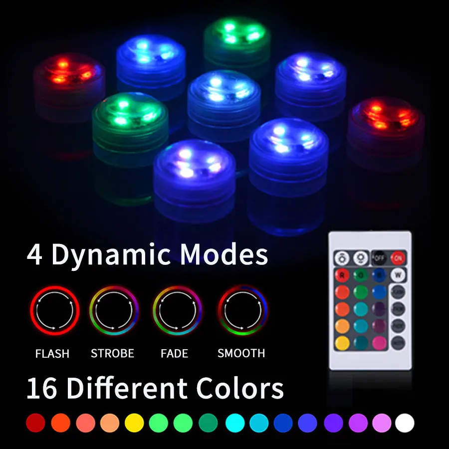 3LED 수영장 조명 RGB 다이빙 피쉬 라이트 LED 수중 램프 리모컨 포함 선박 파티 자동차 장식 램프 (꽃병, 수족관용)