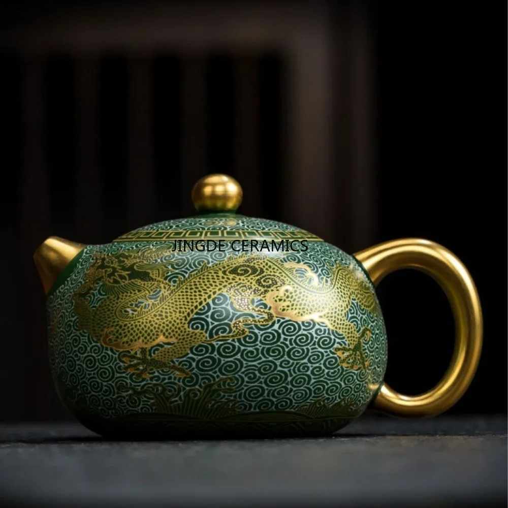 200ml Yixing Purple Clay Tea Pot High end gilded double dragon play beads Teapot Zisha Kettle Chinese Tea Accessories