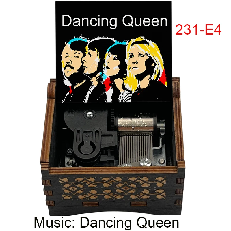 Dancing Queen Wind Up 18 note Music Box Wood Mechanism Musical Gifts for Birthday Valentine's Day Christmas Thanksgiving