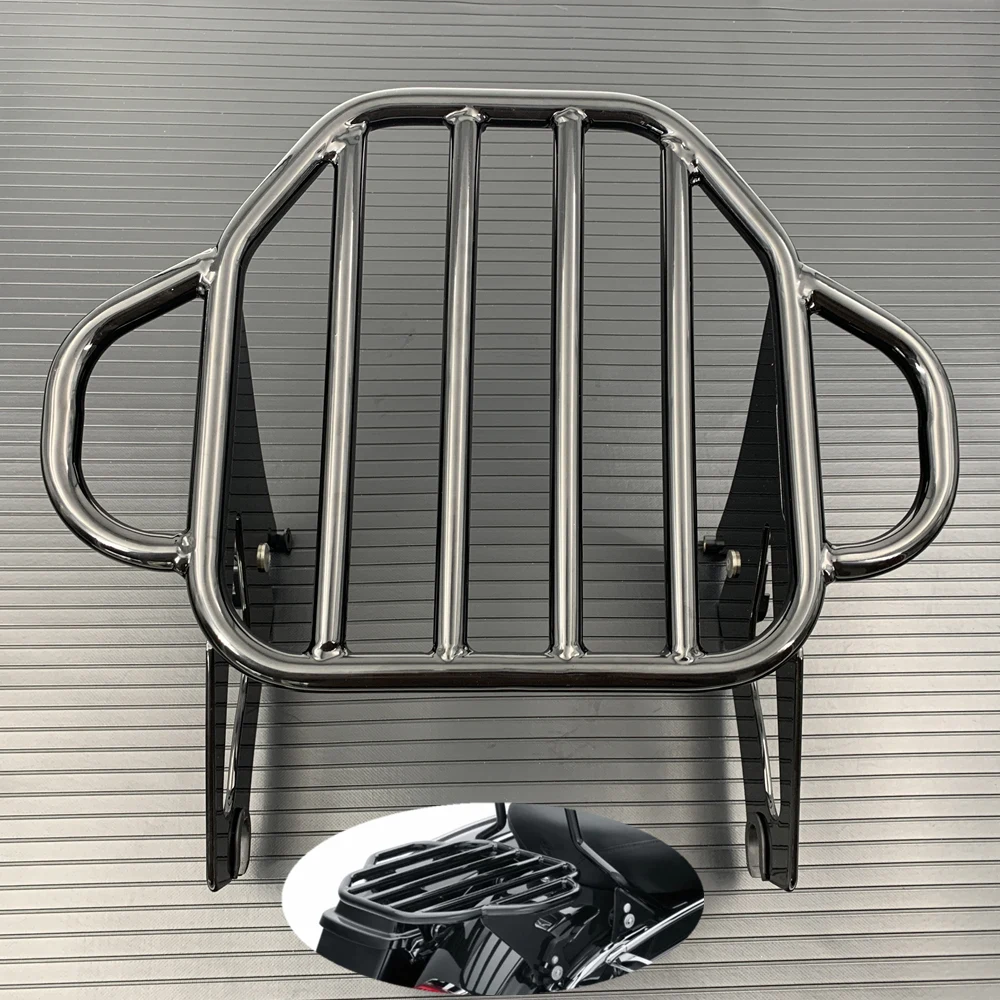 XJMOTO Chrome Quick Detach Stealth Mounting Luggage Rack Compatible With Harley Touring Road King Electra Glide Street Glide Road Glide FLHR FLH 2009-2023 - View #3