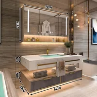 Bathroom Vanity with Sink - Floating Bathroom Vanity Includes Modern Metal Luxury Style,Wall Mouted Cabinet with Towel Hanging 2