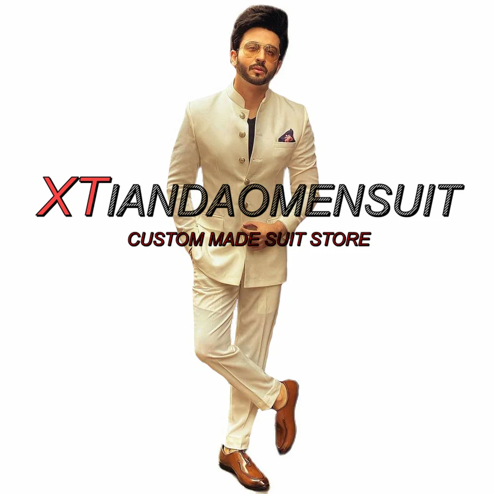 

Jodhpuri Suit Men's Wedding Tuxedo Two Piece Single Breasted Formal Jacket Set Business Blazer Pants conjuntos de chaqueta