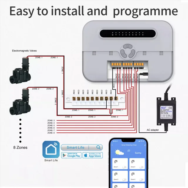 8 Wak Wai Wifi Smart Öntözővezérlő Kerti Sprinkler Időzítés Vezérlése Vízvezetékek Vízszelep -Vezérlője - Image 2
