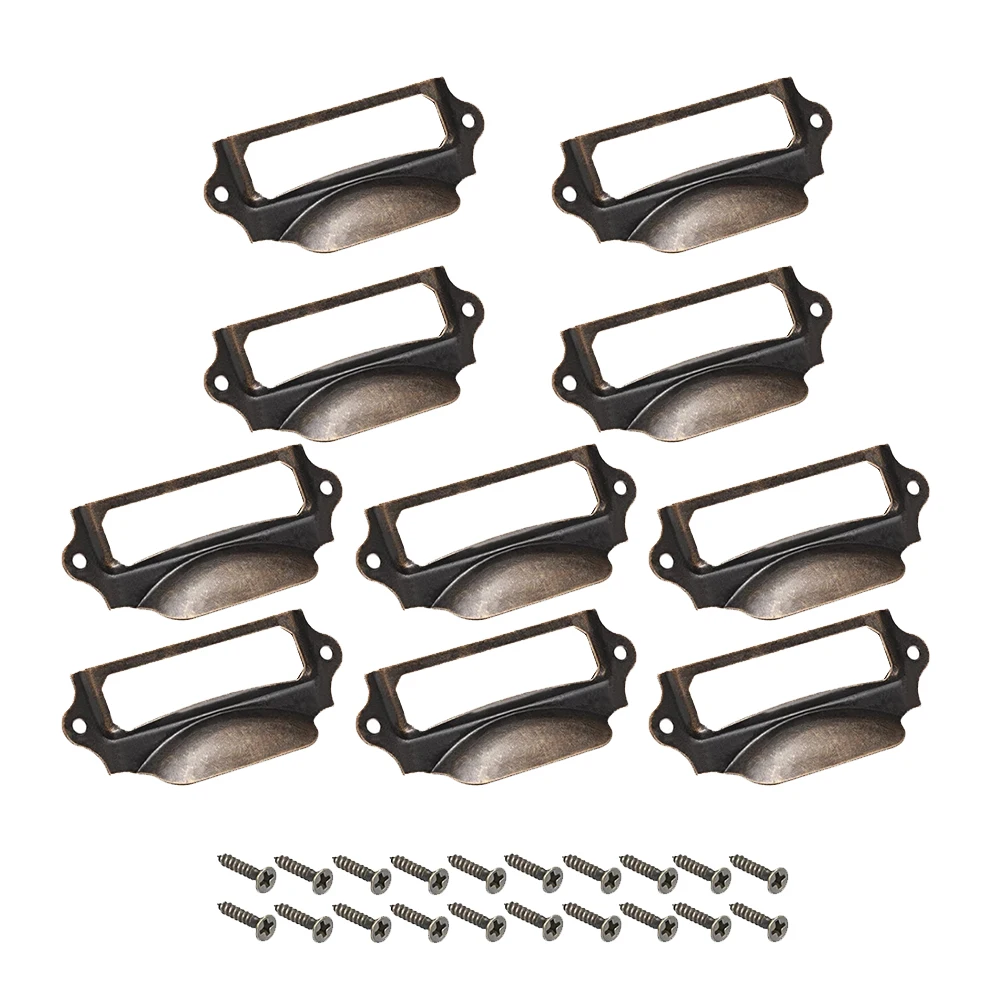

10 Pcs 70x30mm Drawer Handle Retro Bronze Label For Gift Box Cabinet Cupboard File Case Apothecary Furniture Hardware