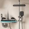 Hot Cold Mixer Shower System Bathroom Shower Faucet Set Wall-mounted Temperature Digital Display 4 Functions Shower Set 1