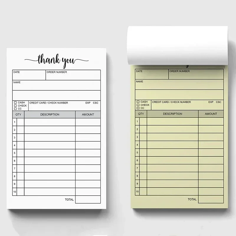 Professional Sales Invoice Receipt Book - Non-Carbon Copy, 50 Sheets (White/Yellow)