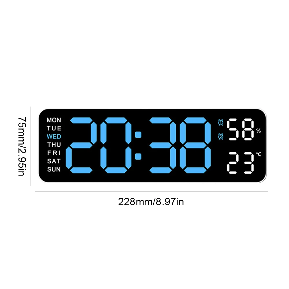 Digital Wall Clock with Temperature Date Week Display