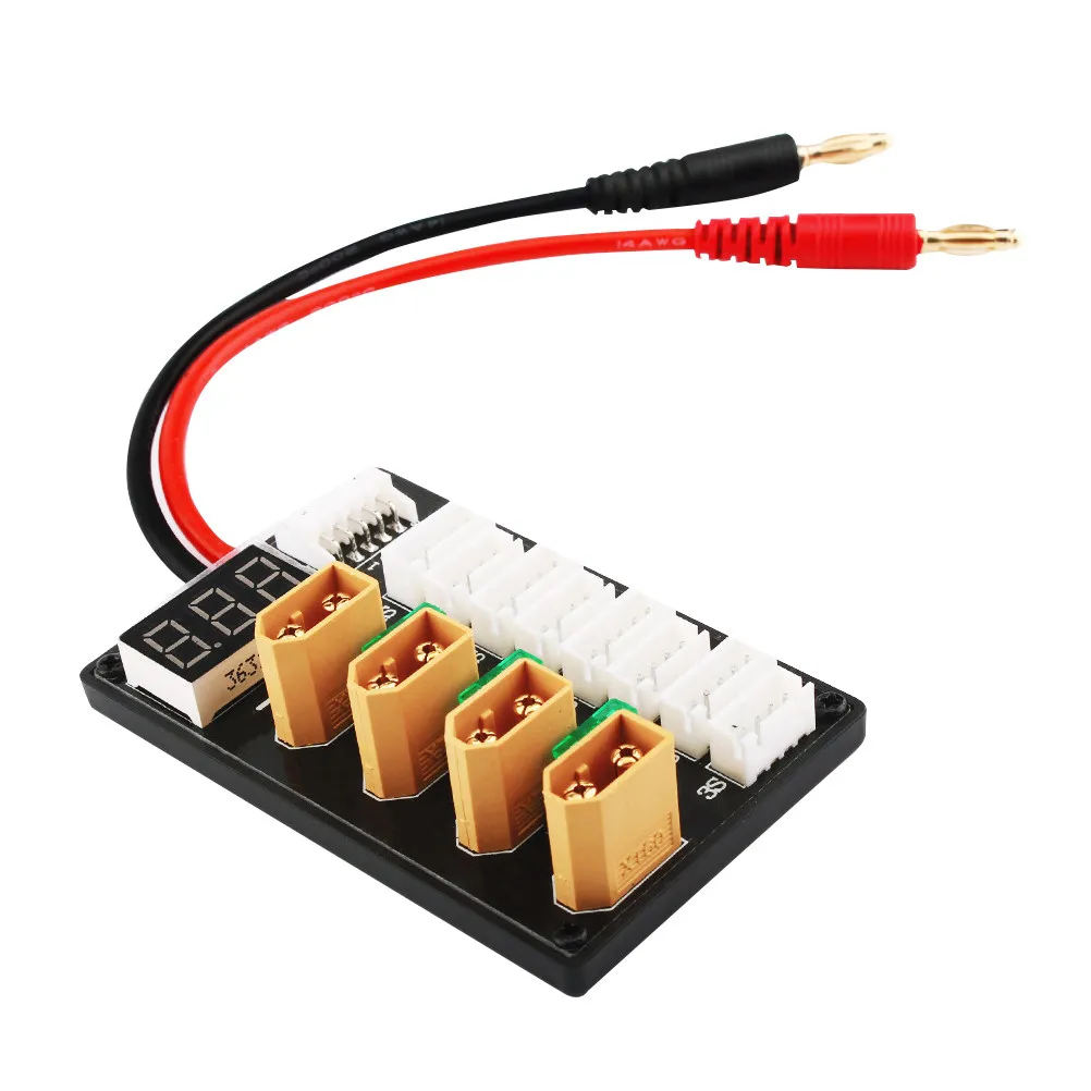 1Pcs Xt60 병렬 충전 보드 4채널 알루미늄 케이스(리포 배터리 밸런싱용 퓨즈 3개 포함) 빠른 안전 충전 효율적