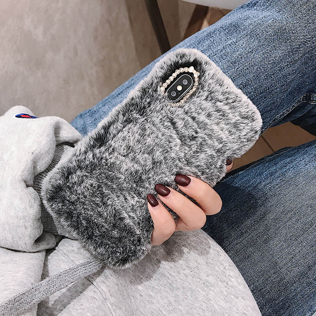 Love Pendant Phone Case For iPhone 12 Pro Max 14 13 11 X XS XR 8 7 6 6S Plus SE 2020 5S Cute Warm Winter Plush Fur Covers