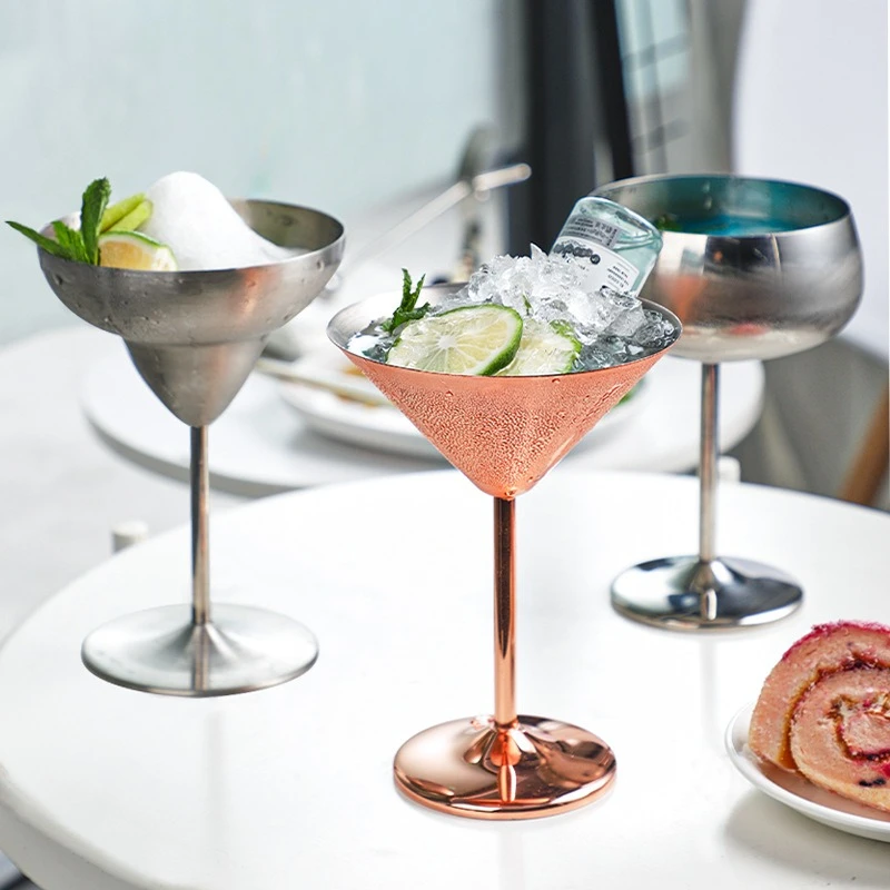 

Creative Stainless Steel Cocktail Wine Glass Metal Champagne Wine Goblet Martini Margaret Drinkware Cup for Bar Restaurant